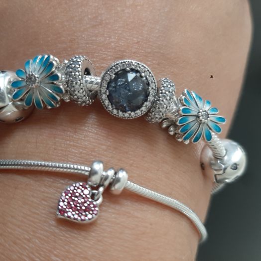 【Moments】PAN Garden Blue Daisy Flower Charm 798775C01 925 Silver blue