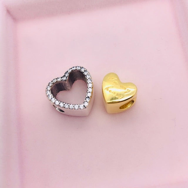 【Moments】 PanShine In My Heart Charm 925 silver 2 in 1 set charm gold for pan 767606CZ