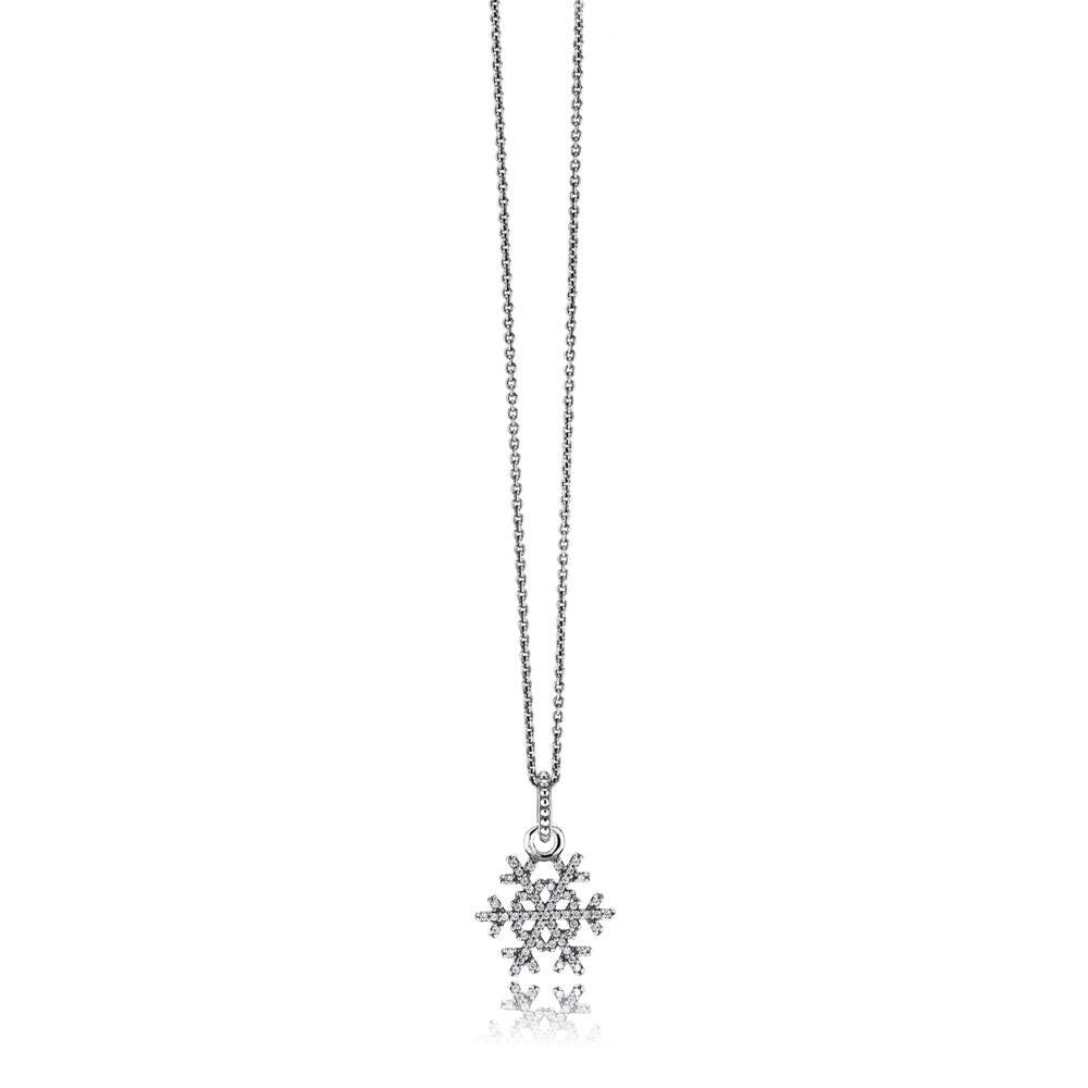 【Moments】PAN SPARKLING SNOWFLAKE SILVER NECKLACE PENDANT CHARM 925 Silver rose gold 390354CZ 380354CZ