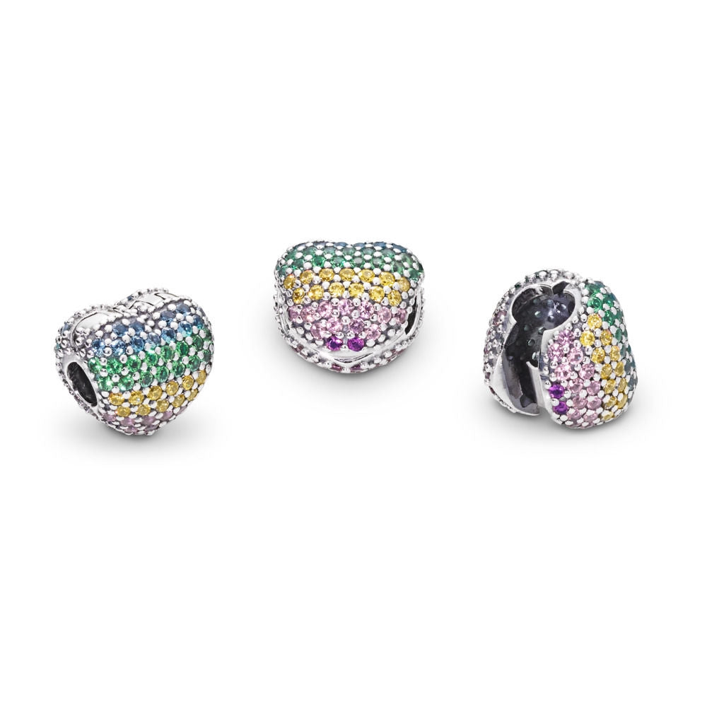 【Moments】Pan Pavé Open My Heart Clip 925 Silver for women Rose gold SHINE PAVÉ OPEN MY HEART CLIP