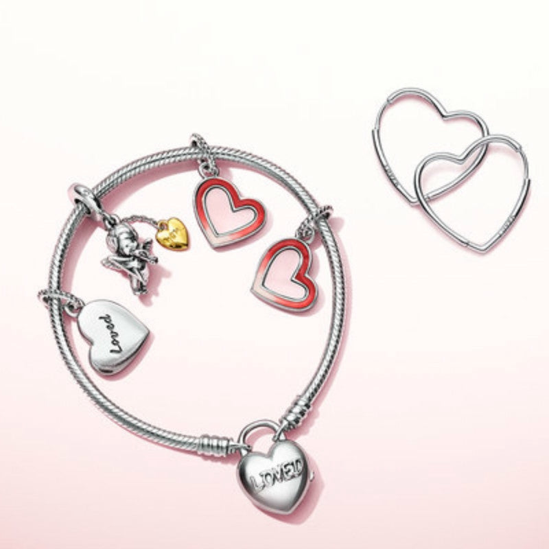 【Moments】Asymmetric Heart of Love Hanging Charm 925 silver 797820ENMX red