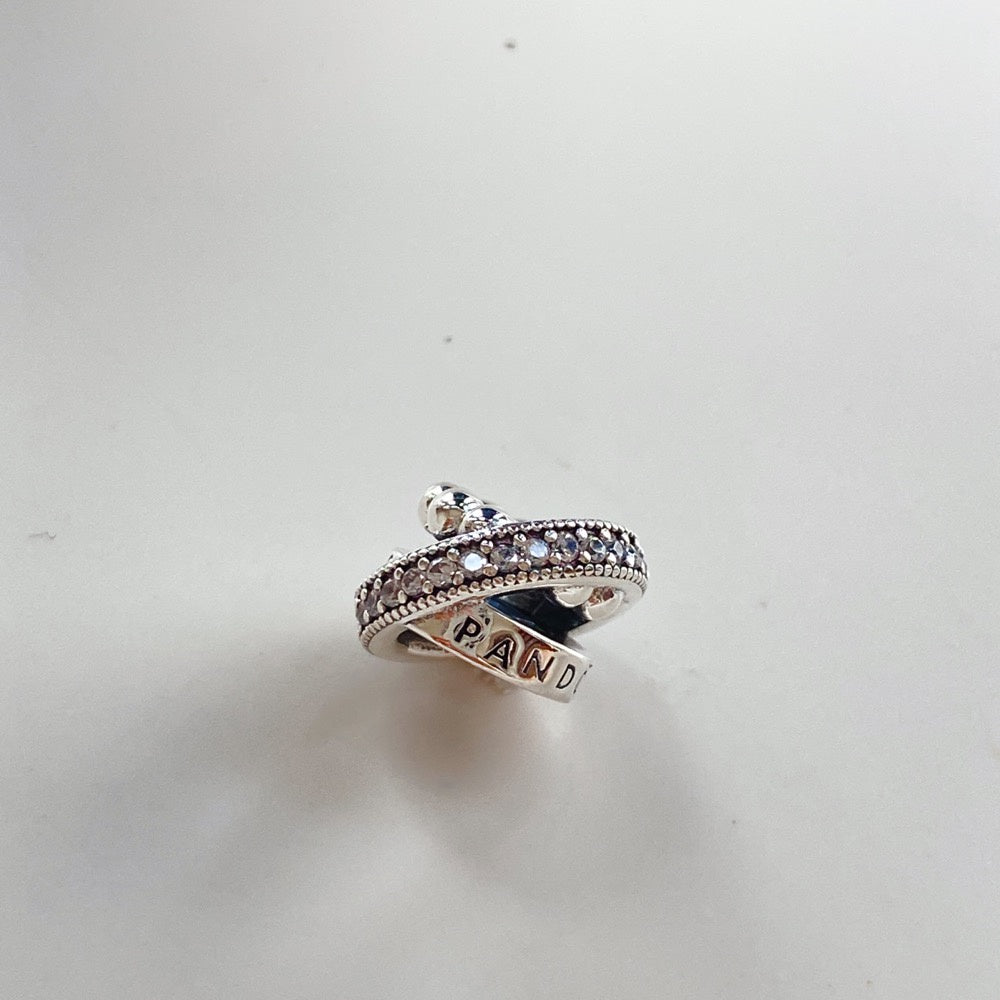 【Moments】PAN Signature Logo Pavé & Beads Charm 792317C01 Sterling silver 925 silver