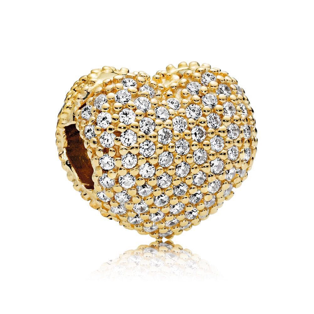 【Moments】Pan Pavé Open My Heart Clip 925 Silver for women Rose gold SHINE PAVÉ OPEN MY HEART CLIP