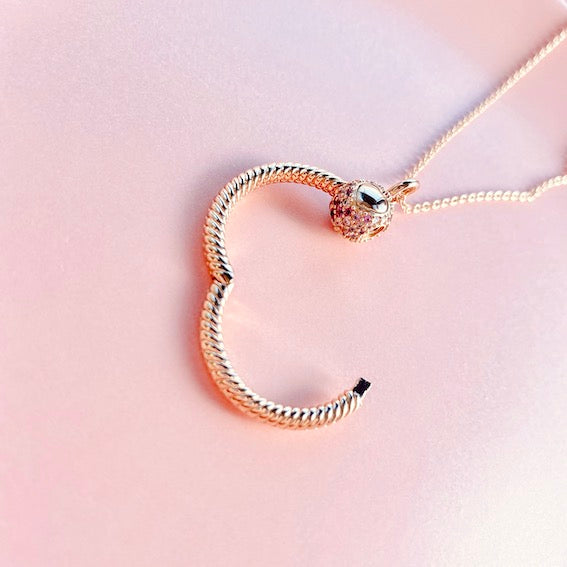【Moments】PAN Moments Small Beaded O Pendant 389097C01 Rose gold pink stock charm pendant