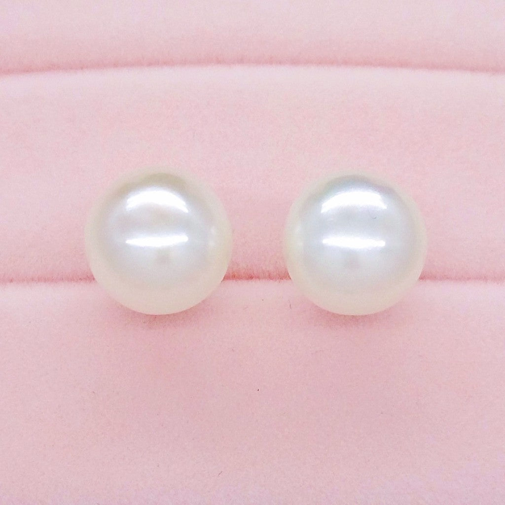 Classic 925 Silver Hypoallergenic Pearl Earrings for Women | Flat Round 5A Grade Cultured Pearl | 6-7MM/7-8MM/9-10MM Sizes Available