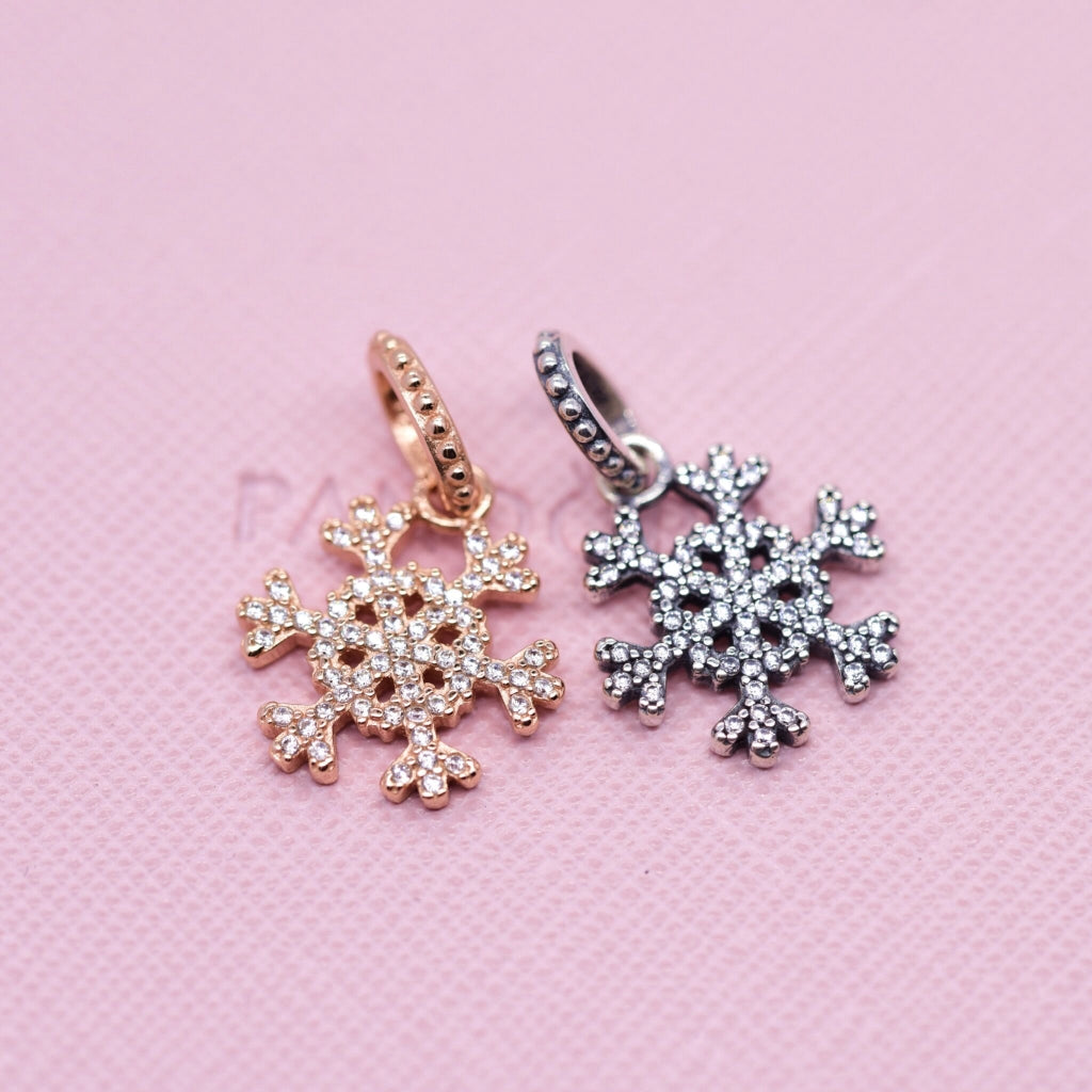【Moments】PAN SPARKLING SNOWFLAKE SILVER NECKLACE PENDANT CHARM 925 Silver rose gold 390354CZ 380354CZ