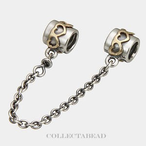 【Moments】Pan Gold of Hearts Safety Chain Charm 925 Silver 799007c00 759519C00 790307