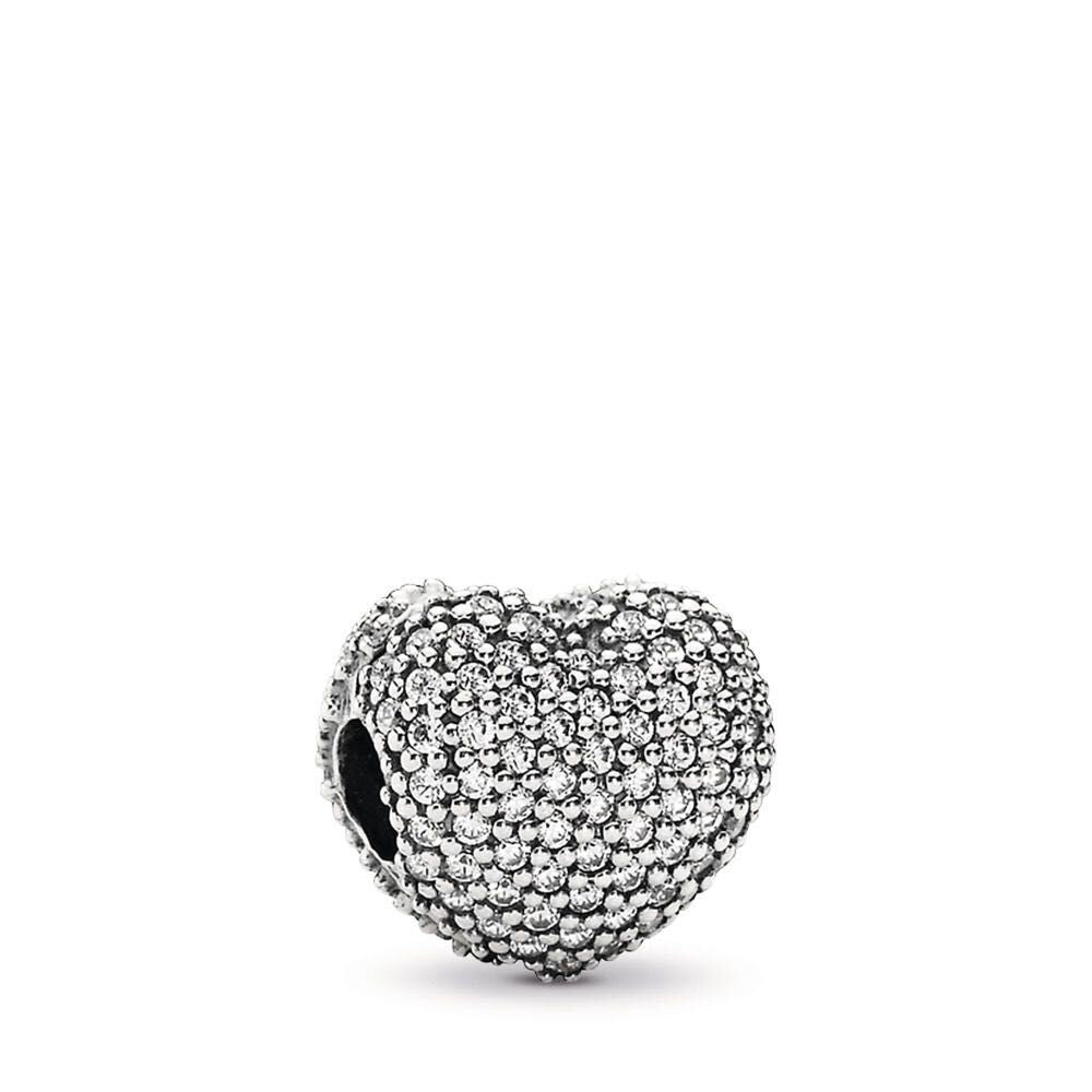 【Moments】Pan Pavé Open My Heart Clip 925 Silver for women Rose gold SHINE PAVÉ OPEN MY HEART CLIP