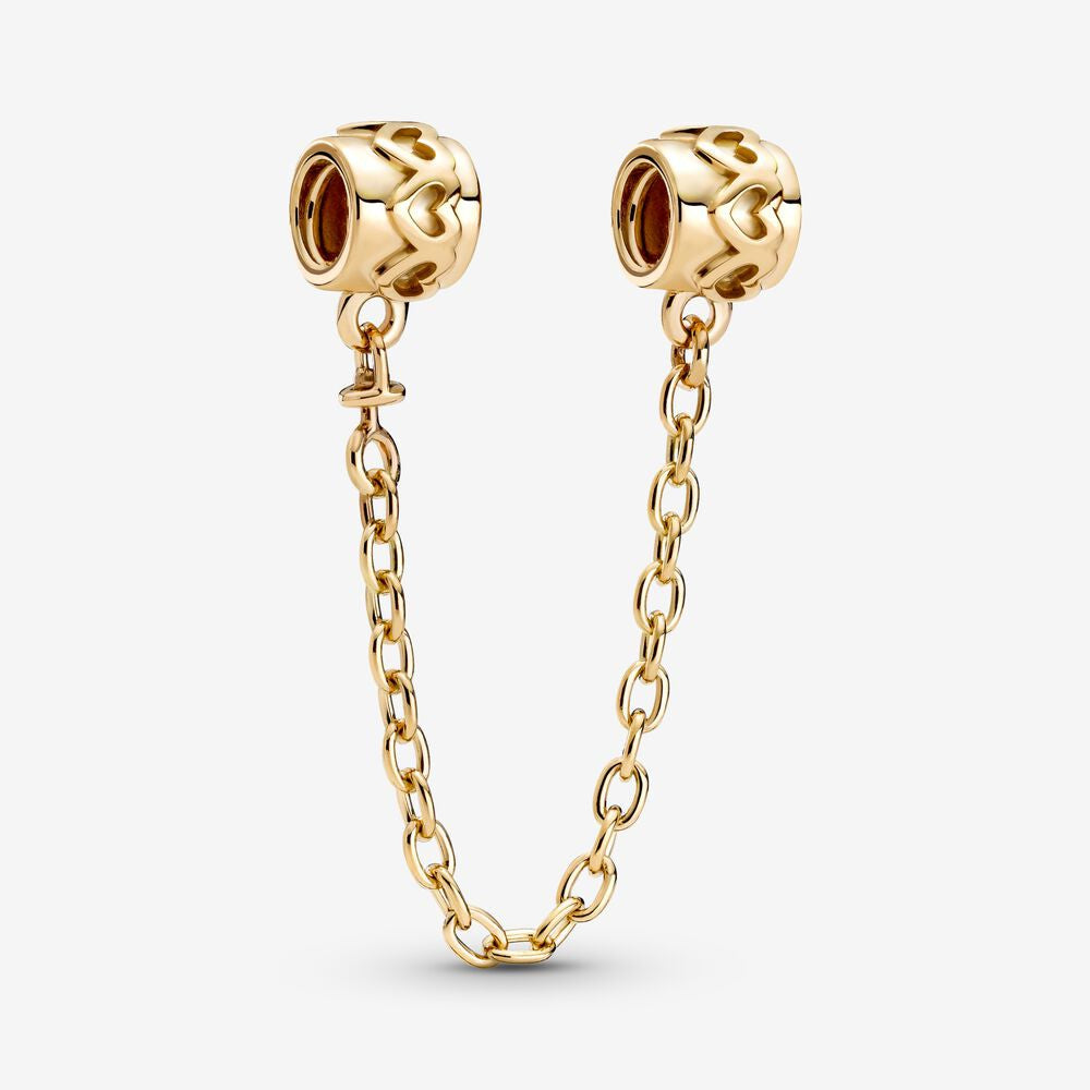 【Moments】Pan Gold of Hearts Safety Chain Charm 925 Silver 799007c00 759519C00 790307