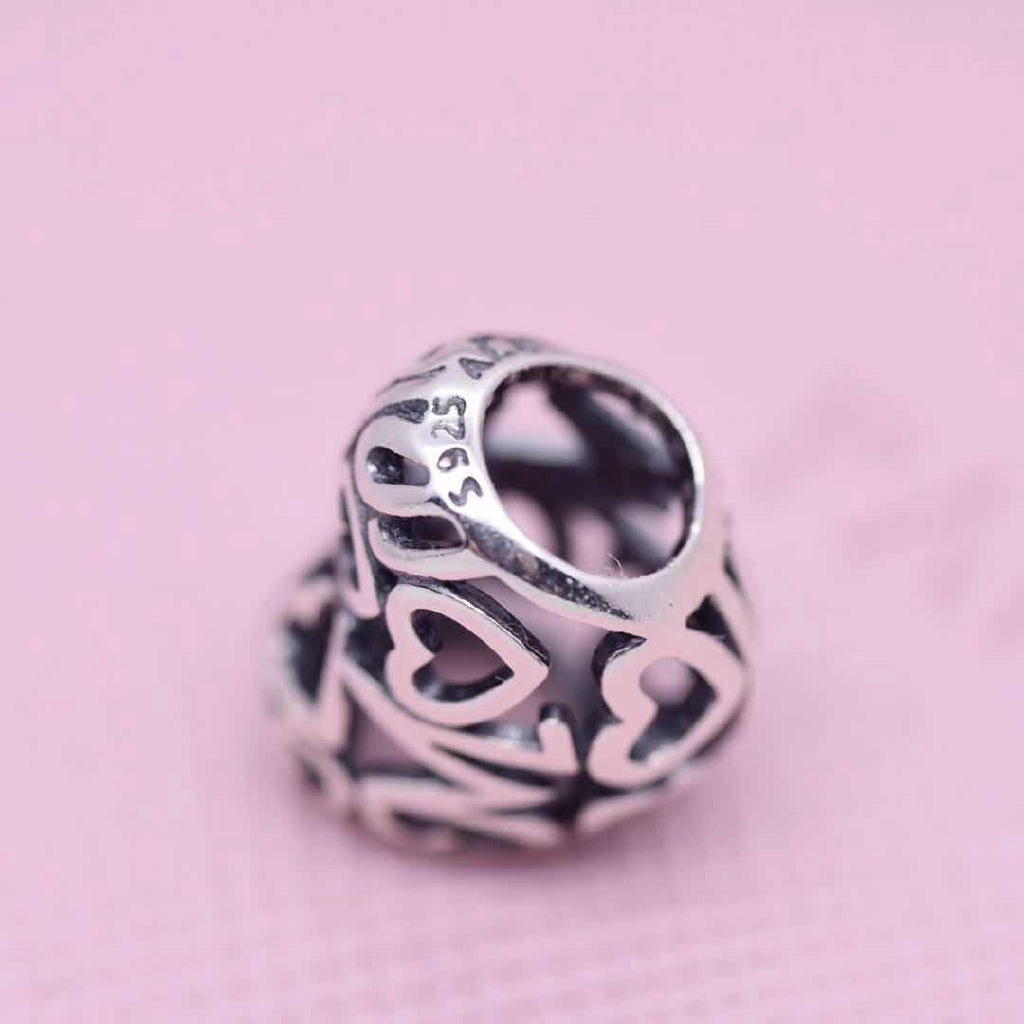【MOMENTS】PAN Openwork Mum Heart Charm 925 Silver for bracelet charm Hollow Letter 791519
