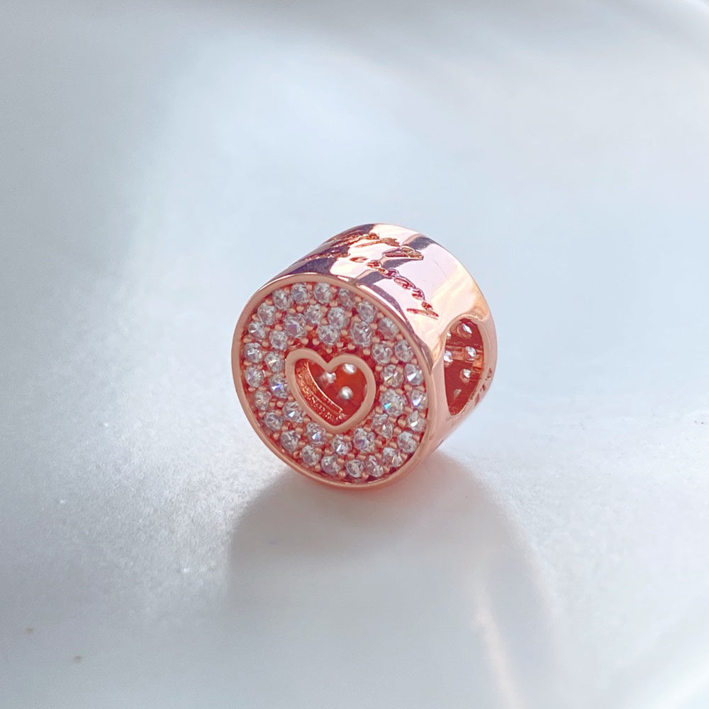 【Moments】PAN Pavé & Heart Anniversary Charm Sterling silver 925 silver Hollow Heart rose gold 791977CZ 781977C01