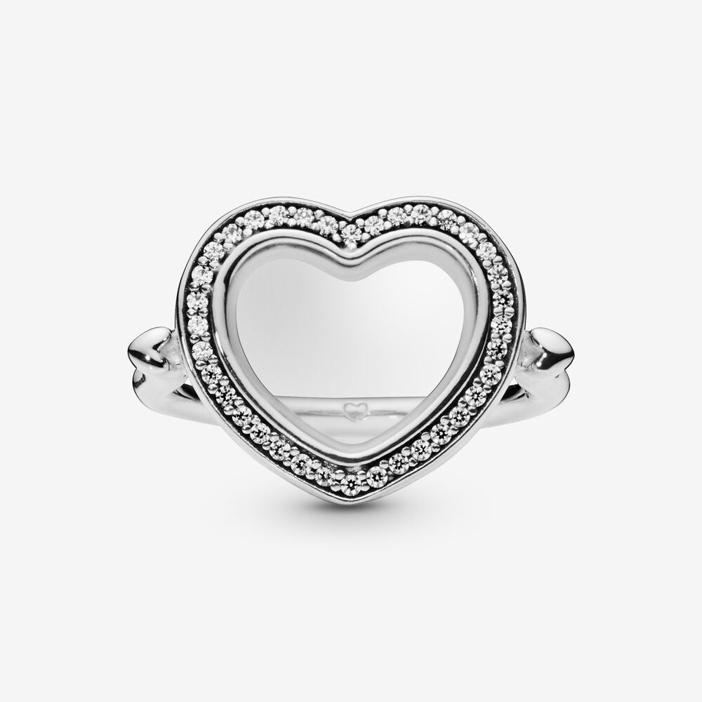 Pan Lockets Sparkling Heart Ring 925 silver charm LOCKET women 197252CZ