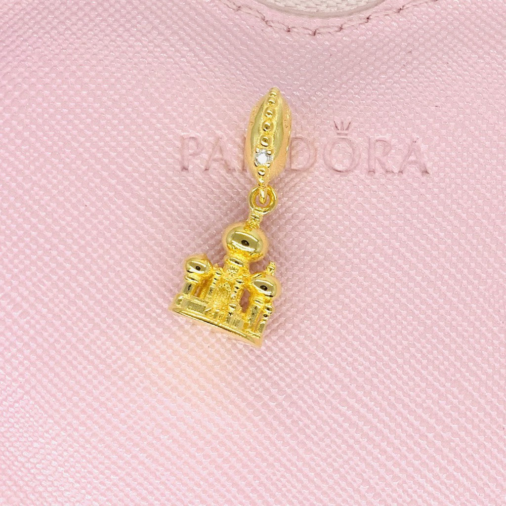 【Moments】Disney Shine Aladdin Agrabah Castle Hanging Charm 925 silver pendant gold bracet 768040CZ