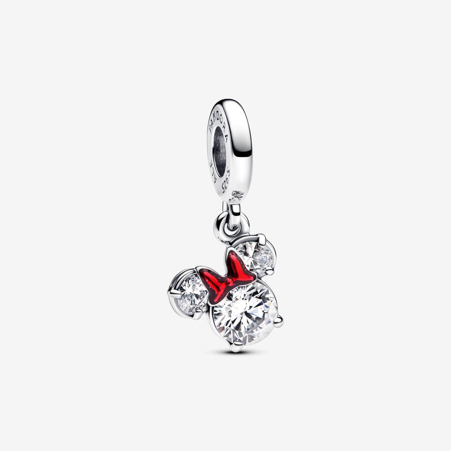 【Moments】Pan Mickey Mouse Minnie Sparkling Head Silhouette Dangle Charm 793031C01 793533C01 925 Silver Pendant