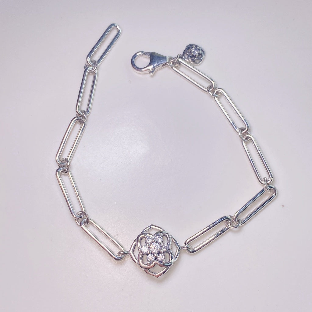 PAN Rose Petals Link Bracelet 925 Silver Rose petals with zircon for Women girls 599409C01