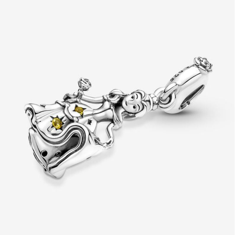 【Moments】PAN Dis*** Beauty and the Beast Dancing Belle Dangle Charm 790014C01 925 silver for women