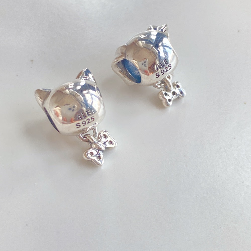 【Moments】PAN Pet Dog|Cat & Bone Charm Sterling silver 925 silver simple animal Cute 792254C01 792255C01