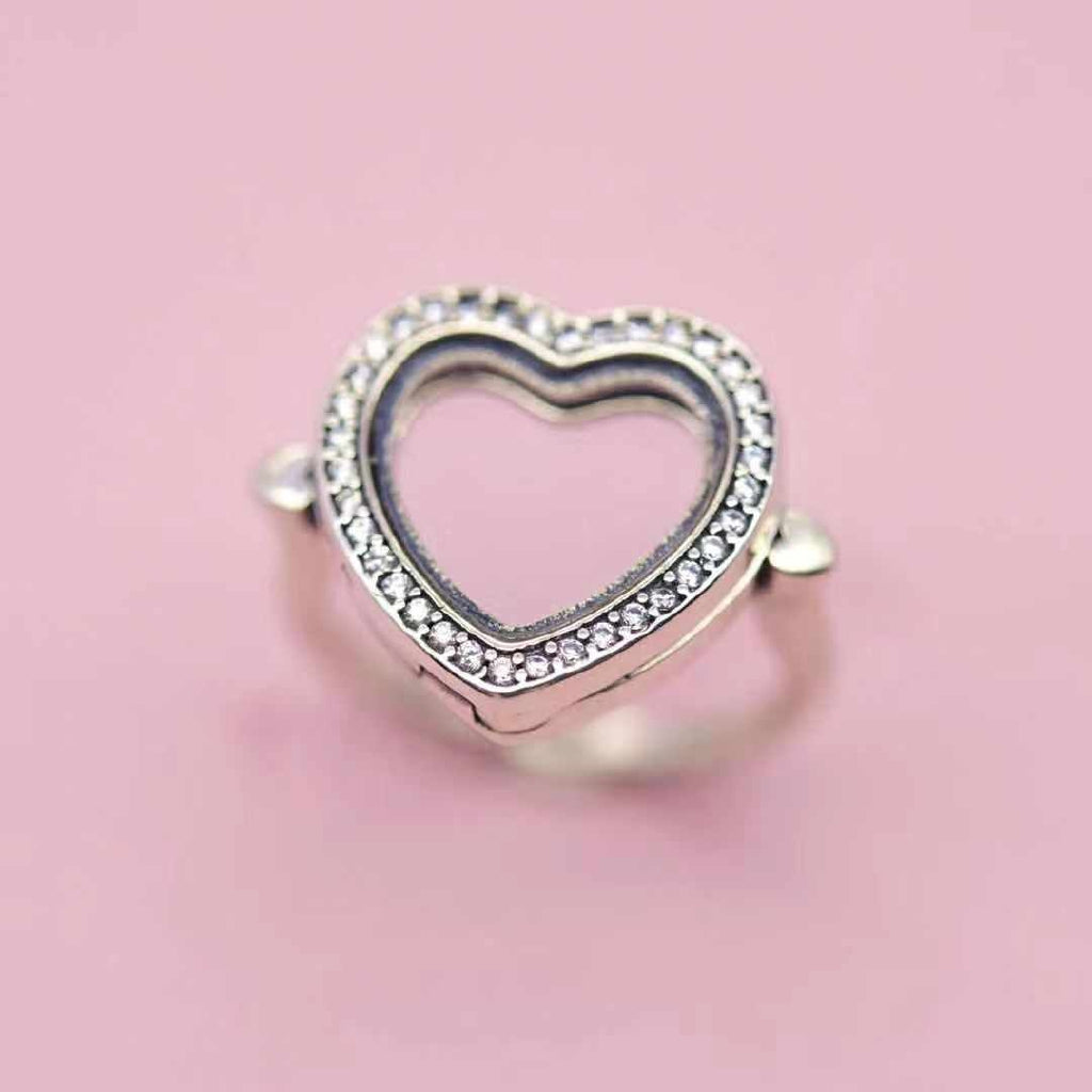 Pan Lockets Sparkling Heart Ring 925 silver charm LOCKET women 197252CZ