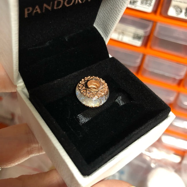 【Moments】Symphony White Glass Strings Rose Gold charm 787576