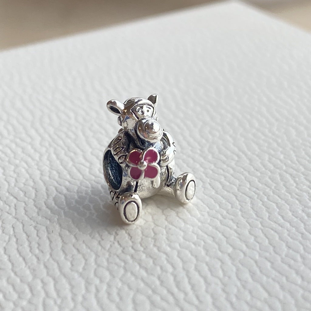 【Moments】Pan Tigger Winnie the Pooh Charm 792135EN80 with pink flower animal 925 Silver