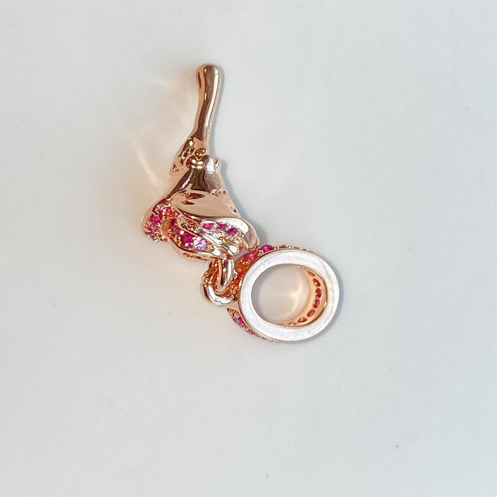 【Moments】Pan Rose Flower Dangle Charm pendant pink stone 789312C01 rose gold Valentine's Day