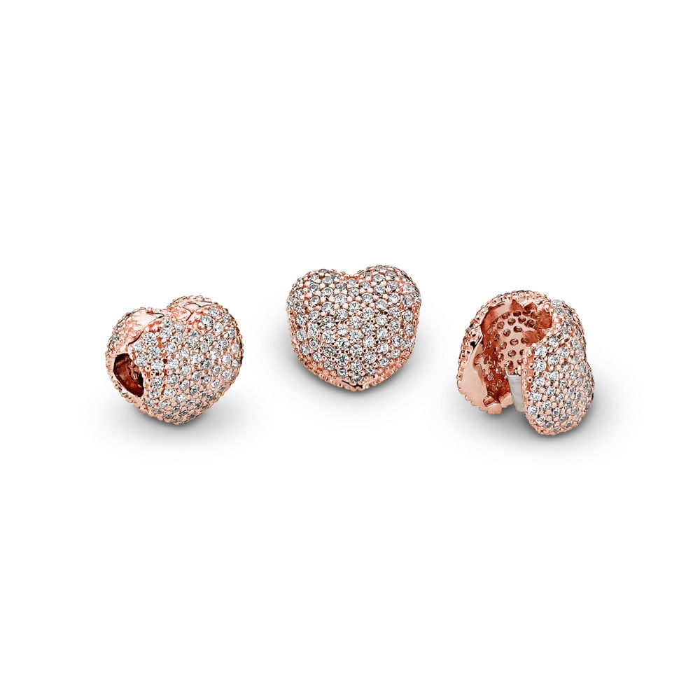 【Moments】Pan Pavé Open My Heart Clip 925 Silver for women Rose gold SHINE PAVÉ OPEN MY HEART CLIP
