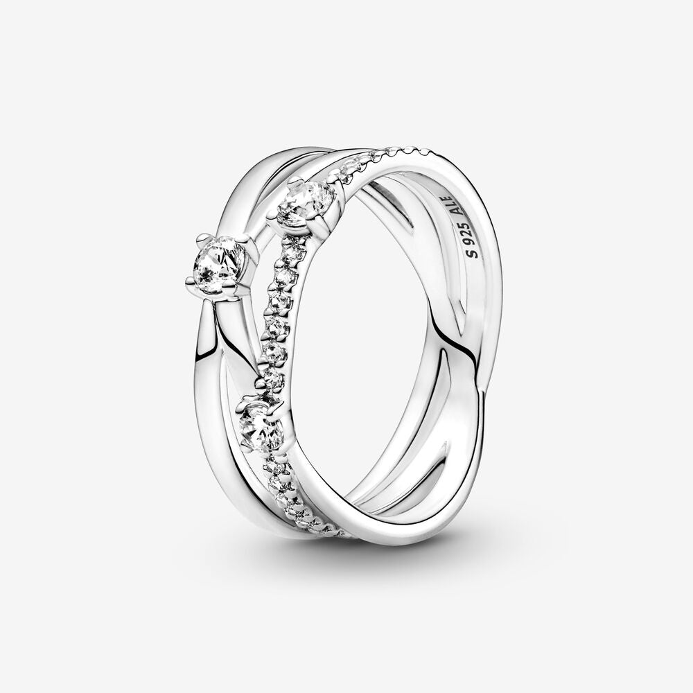 PAN Rose gold Sparkling Triple Band Ring rose gold 925 silver diamond women 189400C01 199400C01