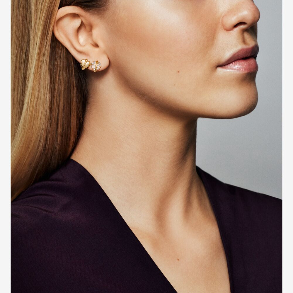 Pan Shine Shining & Sparkling Leaf Stud Earrings 925 silver gold for women
