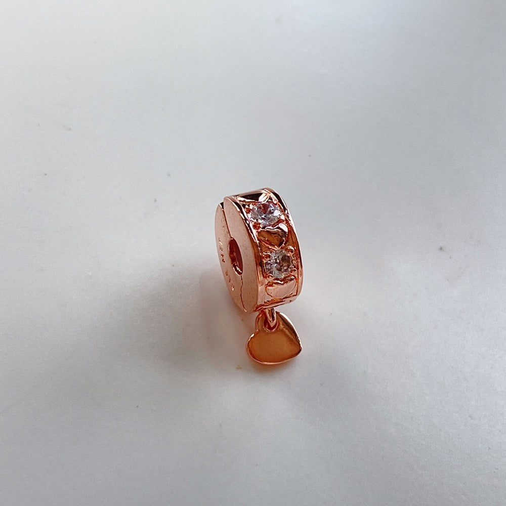 【Moments】PAN Infinite Hearts Sparkling Dangling Clip Charm Pendant pet animal rose gold 782253C01