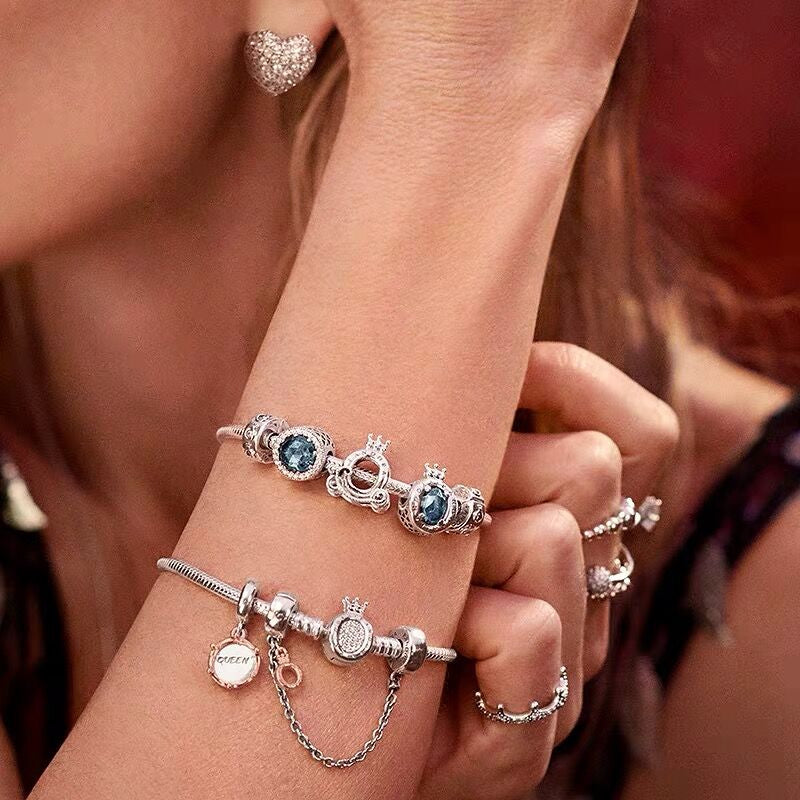 【Moments】Pan Crown O Safety Chain Charm 925 Silver rose gold for women 788313 two-tone