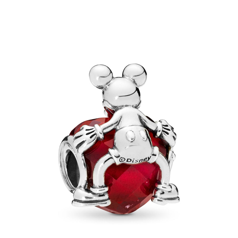 【Moments】Pan DISNEY MICKEY LOVE HEART CHARM 925 Silver 797168NFR Red for women