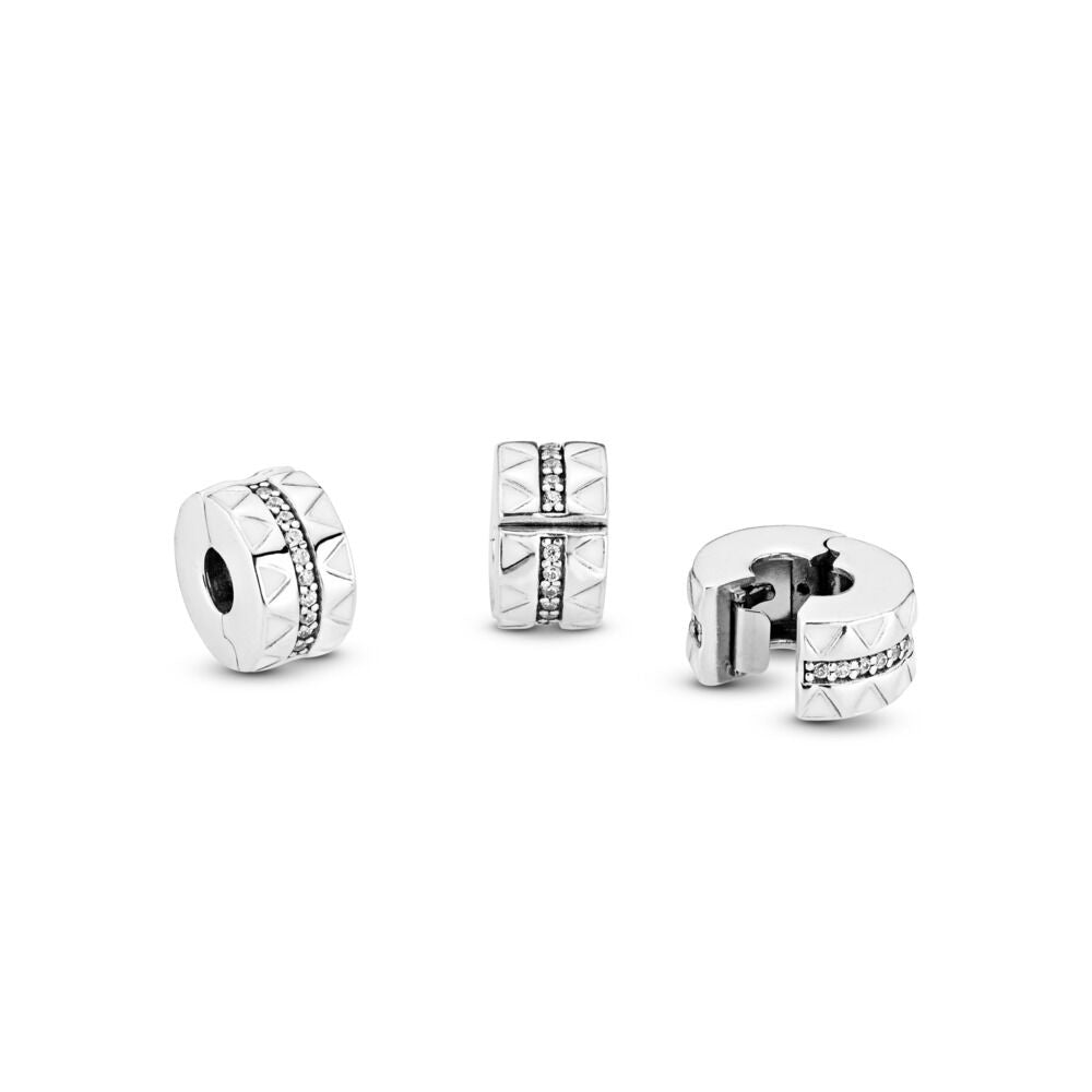 Pan SPARKLING JAGGED LINES CLIP CHARM 925 Silver for women 798067CZ