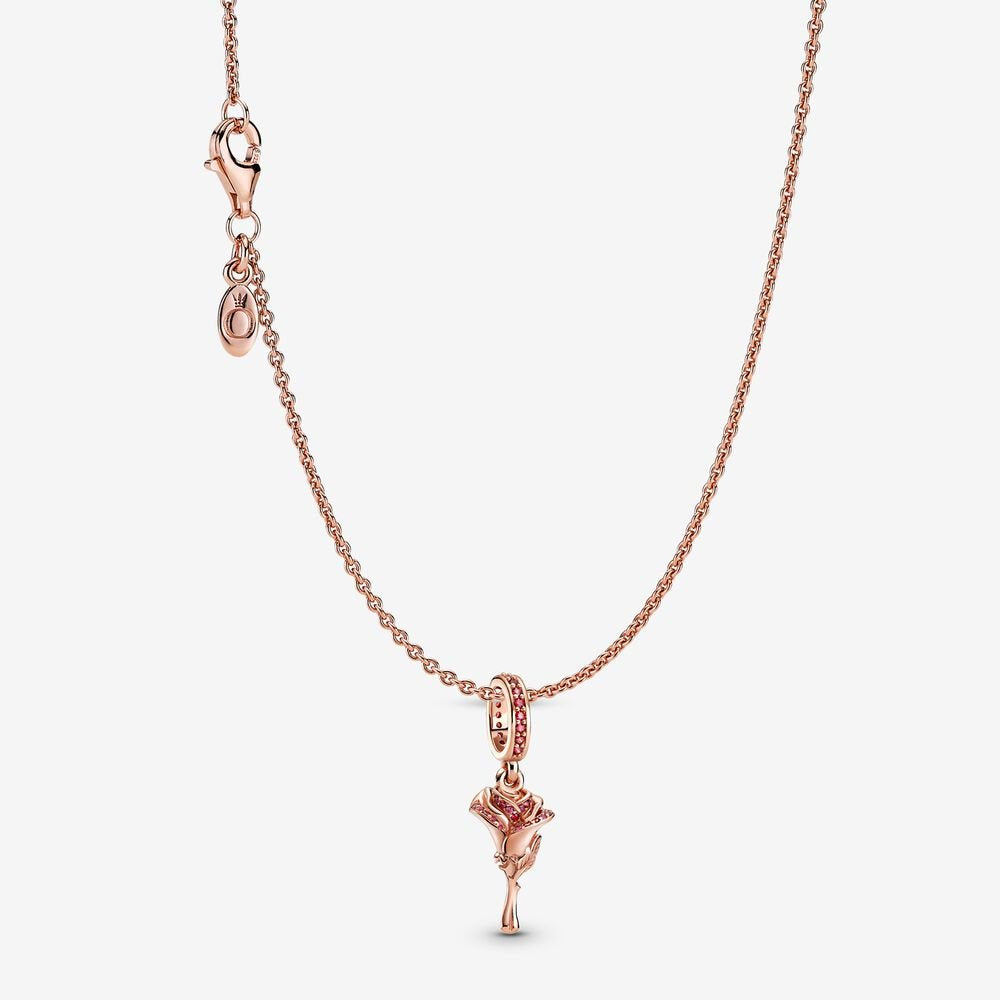 Pan Rose Flower Necklace Set 925 sterling silver for women rose gold rose flower