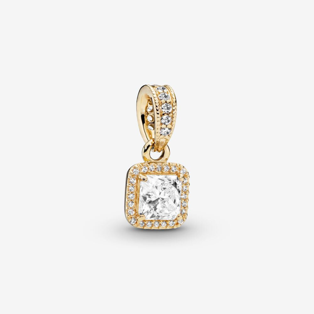 PAN Square Sparkle Halo Pendant charm Timeless Elegance rose gold 925 silver Necklace 350180CZ 380378CZ 390378CZ