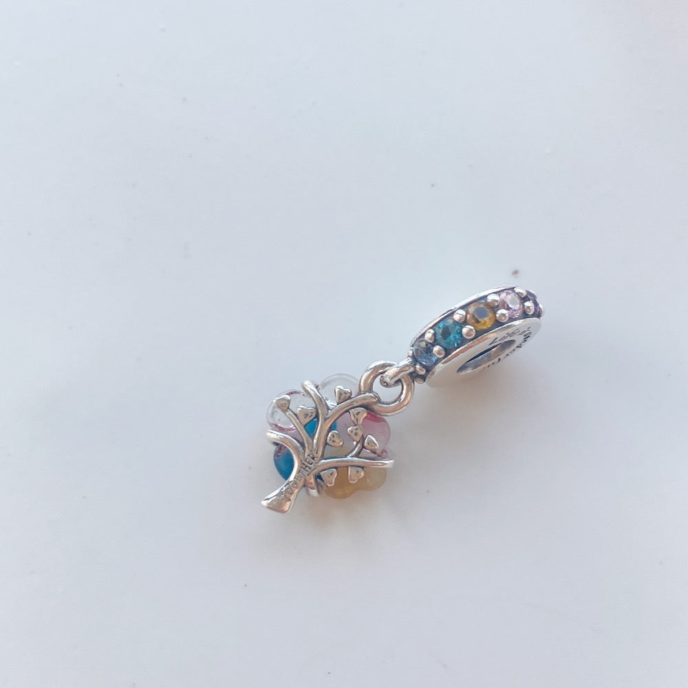 【Moments】Pan Togetherness Tree Murano Glass Dangle Charm 790768C01 925 Silver iridescence pendant