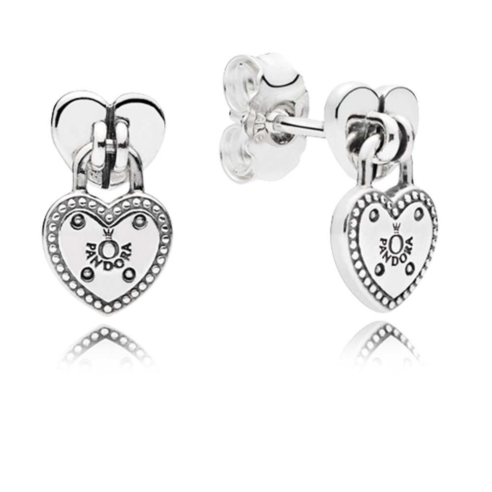 Pan Love Locks Drop Earrings 925 silver for women heart 296575
