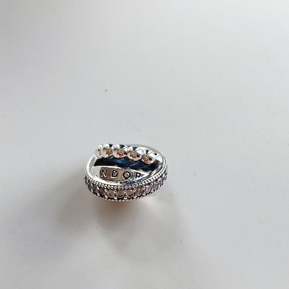【Moments】PAN Signature Logo Pavé & Beads Charm 792317C01 Sterling silver 925 silver