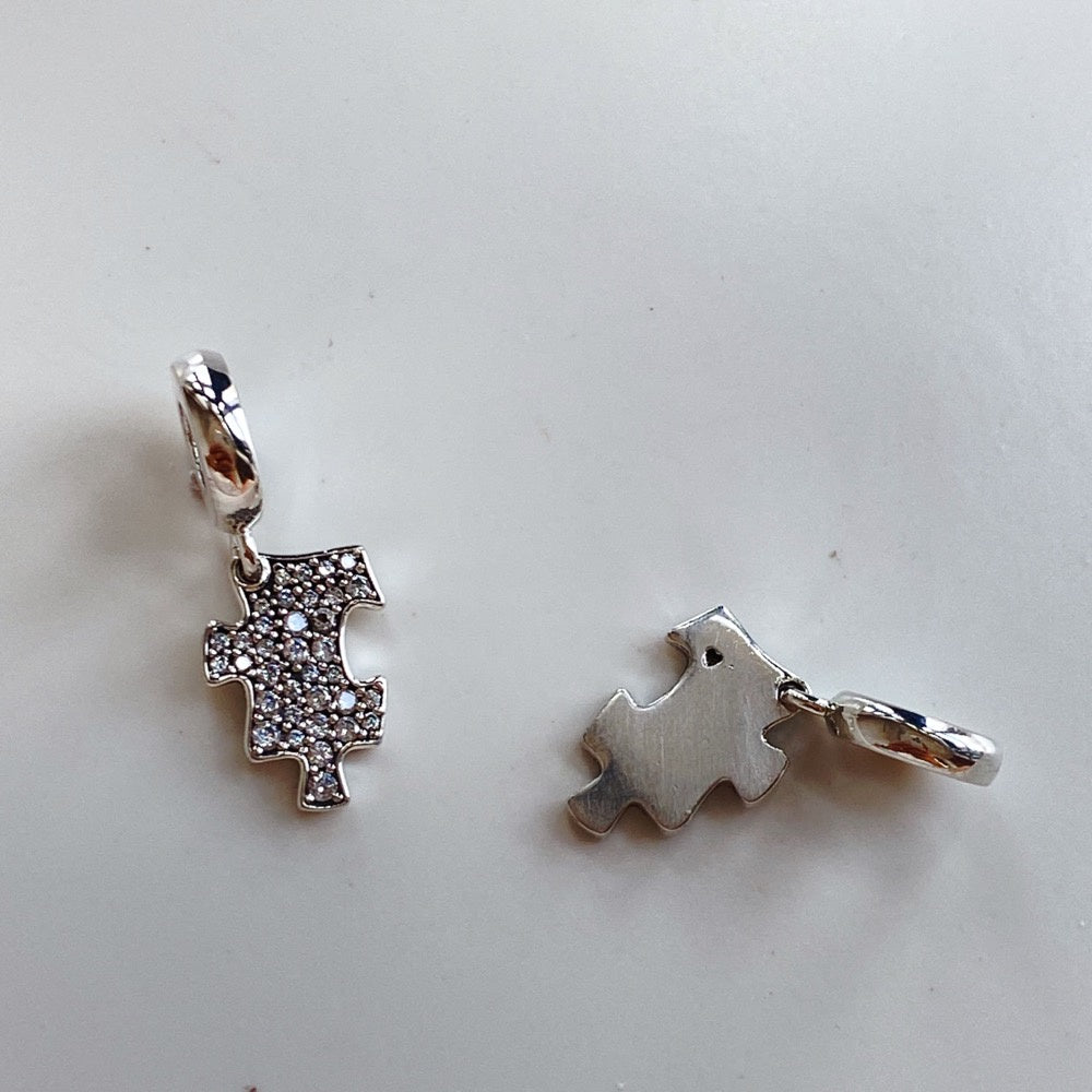 【Moments】PAN Sparkling Puzzle Piece Dangle Charm Sterling silver 925 silver simple 792241C01