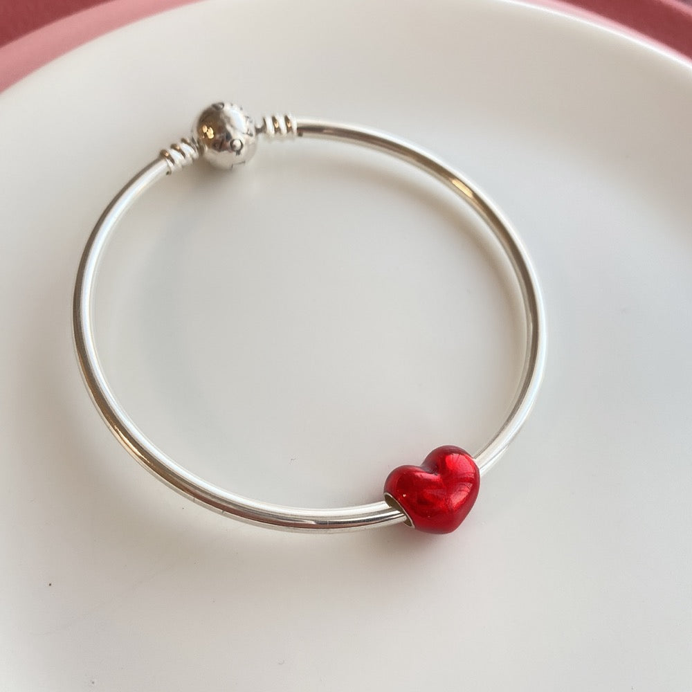 【Moments】Pan Metallic Red Heart Charm purple Sterling silver 925 silver 789189C01 Purple 799291C02