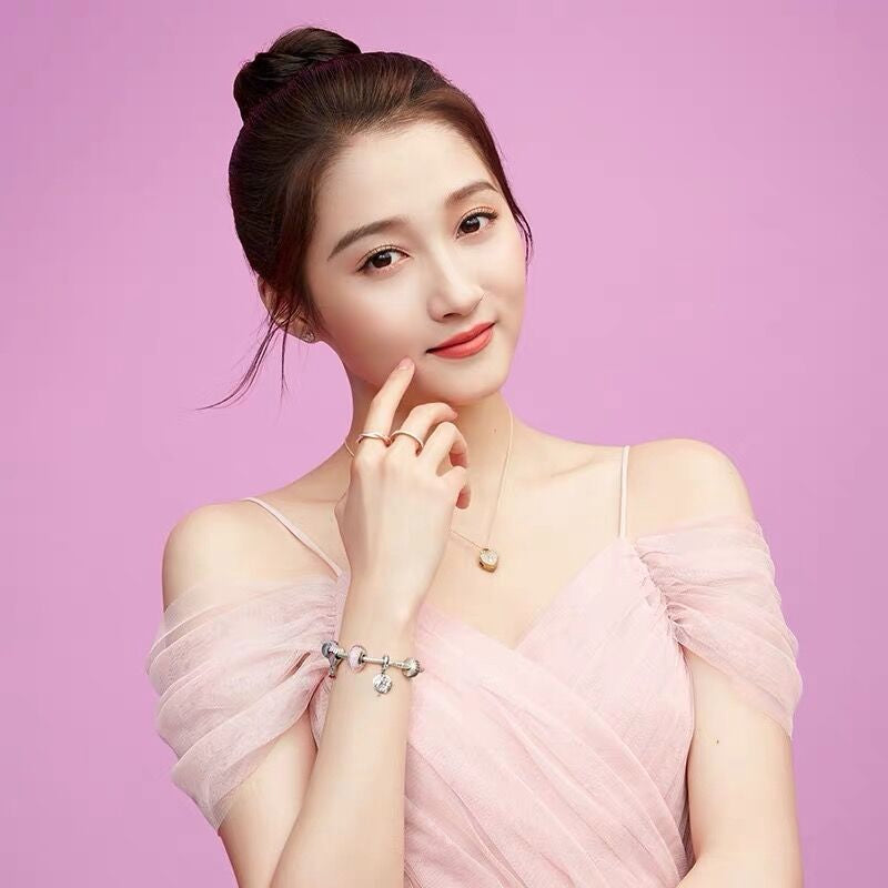 【MOMENTS】Polished Crown O clip Charm lock 925 Silver gold for women gold heart 768005CZ