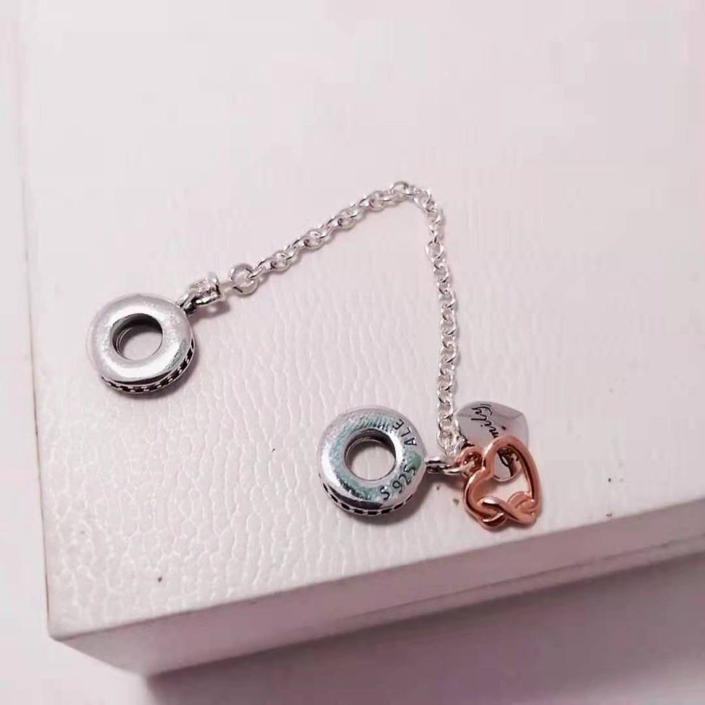 【Moments】Family Heart Safety Chain Charm 925 silver rose gold 789541C01