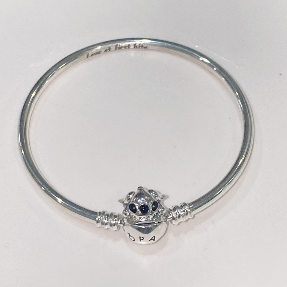 【Moments】PAN Stitch Biting Clasp Bangle 925 silver Cute cartoon 591683C01 bracelet
