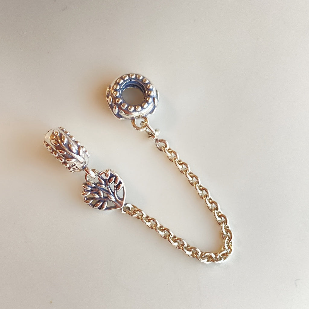 【Moments】Pan Heart Family Tree Safety Chain Charm 925 Silver 799293C00