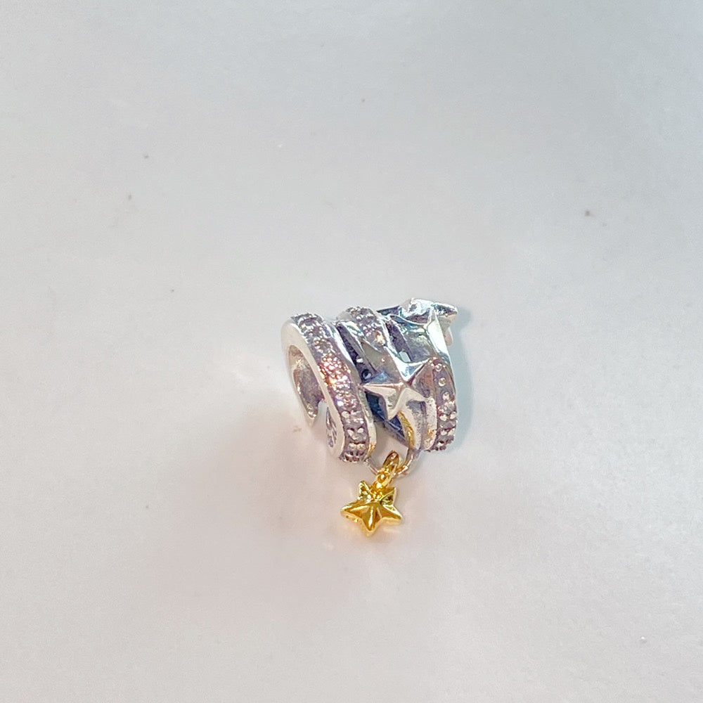【Moments】Pan Shooting Star Spiral Charm gold pendant 925 silver 762206C01 Gold stars