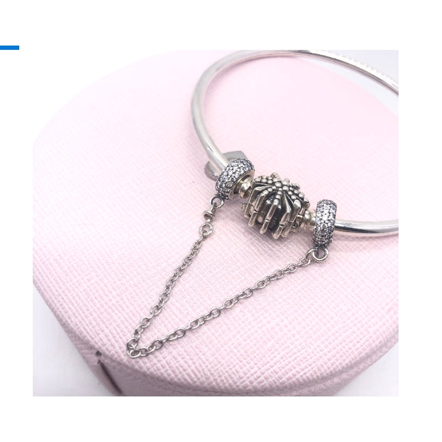 【Moments】Pavé Inspiration Chain Safety chain Charm 791736CZ 925 silver rose gold