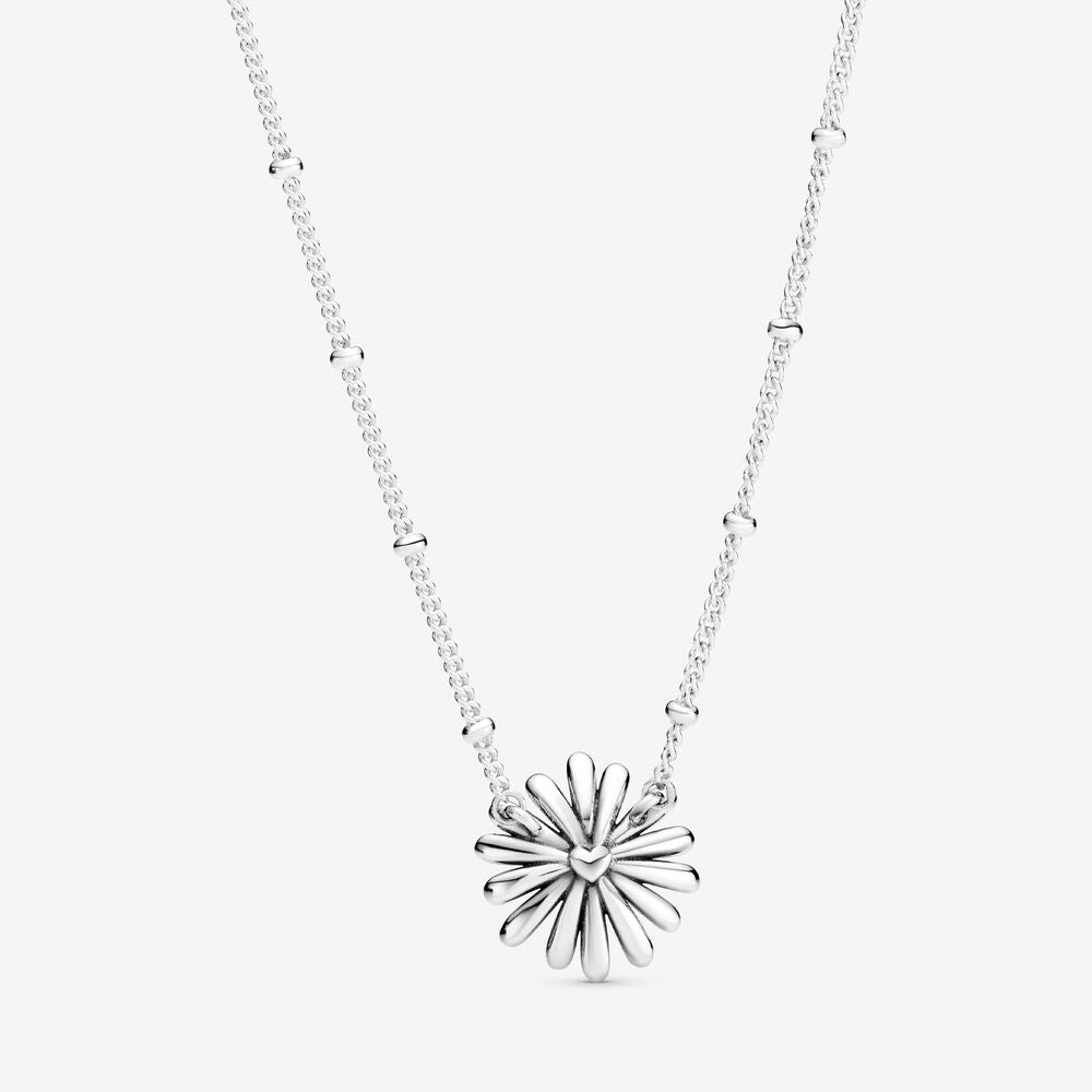 PAN PAVÉ DAISY FLOWER COLLIER NECKLACE 398964C01 925 silver for women diamond