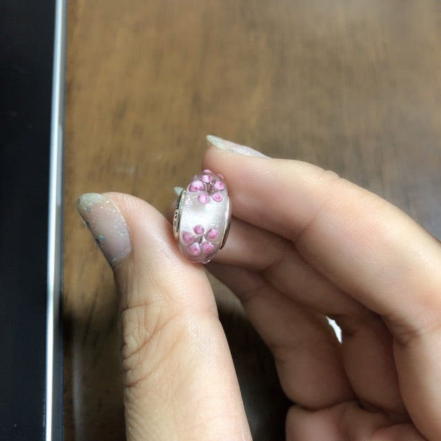 【Moments】PINK FLOWER MURANO GLASS CHARM 925 silver 797901