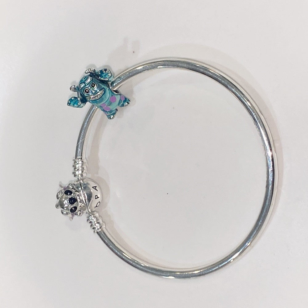 【Moments】PAN Stitch Biting Clasp Bangle 925 silver Cute cartoon 591683C01 bracelet