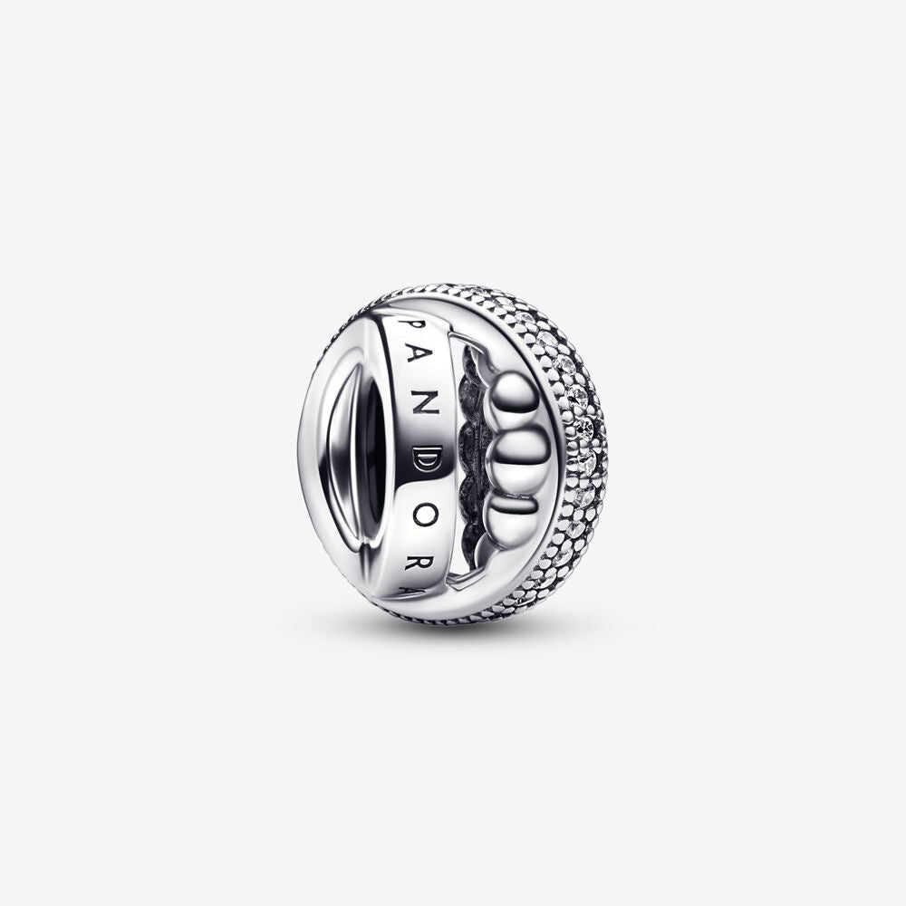 【Moments】PAN Signature Logo Pavé & Beads Charm 792317C01 Sterling silver 925 silver