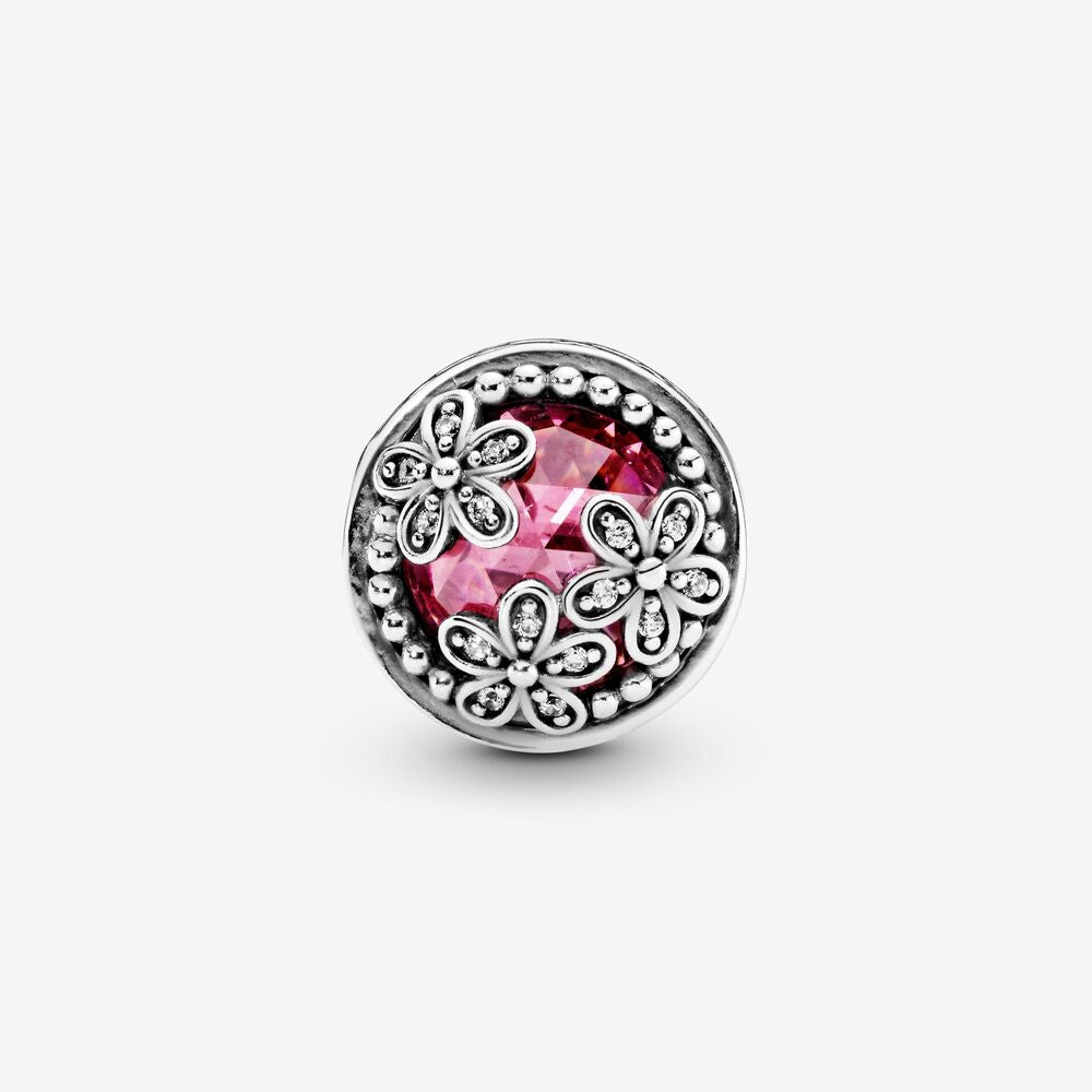 【MOMENTS】PAN Sparkling Pink Daisy Flower Charm 925 Silver for women bracelet 792055PCZ